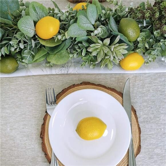 28 Pcs Fake Lemon Artificial Fruits Vivid Green and Yellow Lemon Mixed Set - Picture 6 of 8